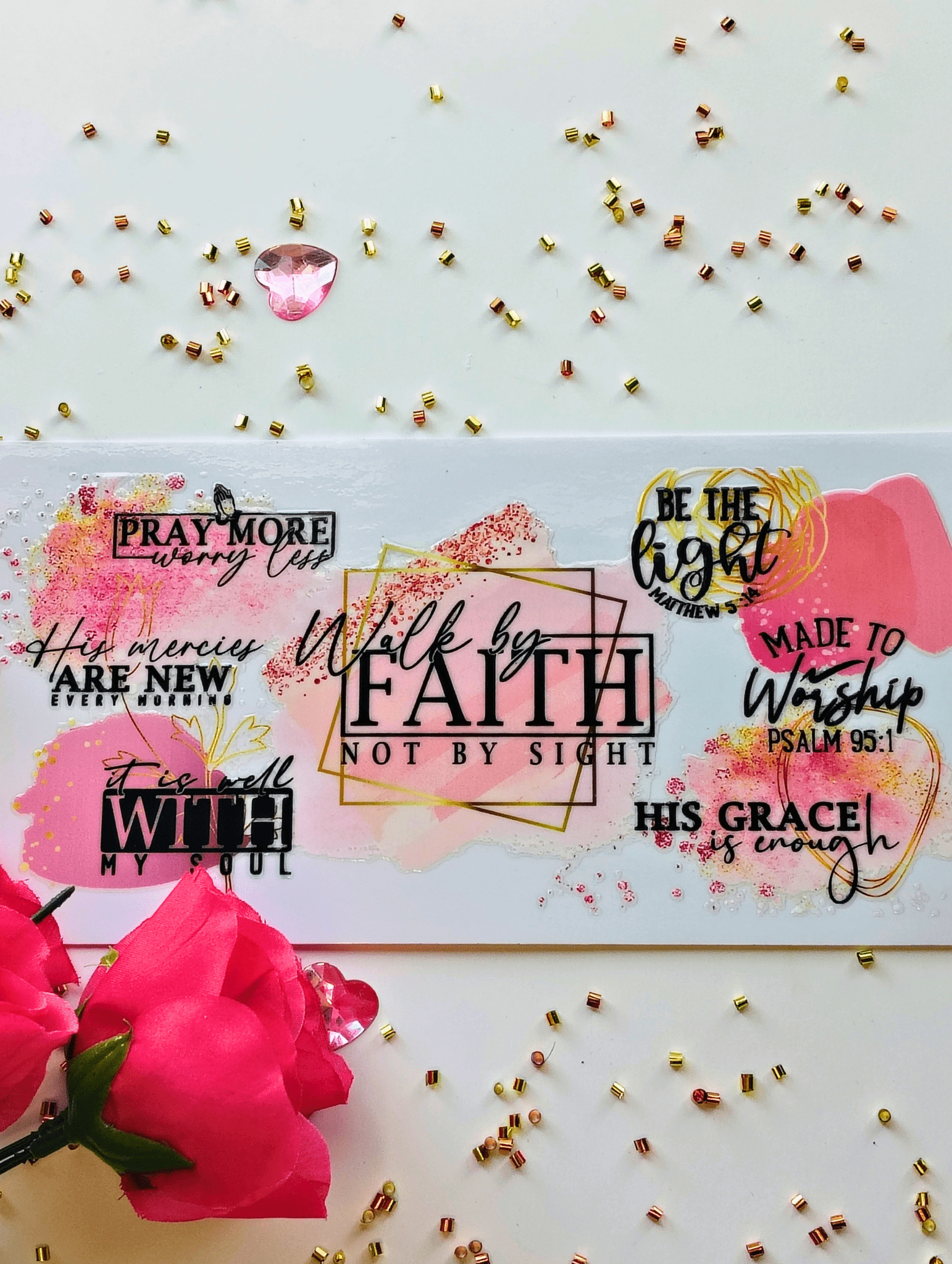 Walk by Faith, Not by Sight: Pray More, Worry Less - Pink & Gold Glass Cup - Boldly You Boutique