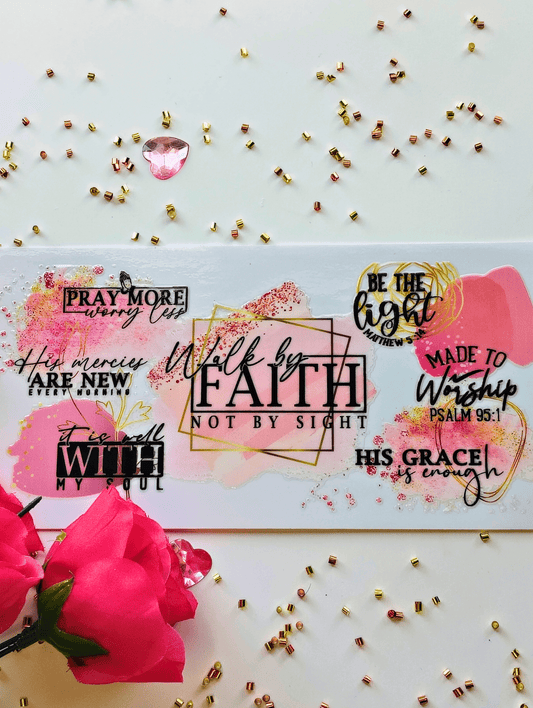 Walk by Faith, Not by Sight: Pray More, Worry Less - Pink & Gold Glass Cup - Boldly You Boutique